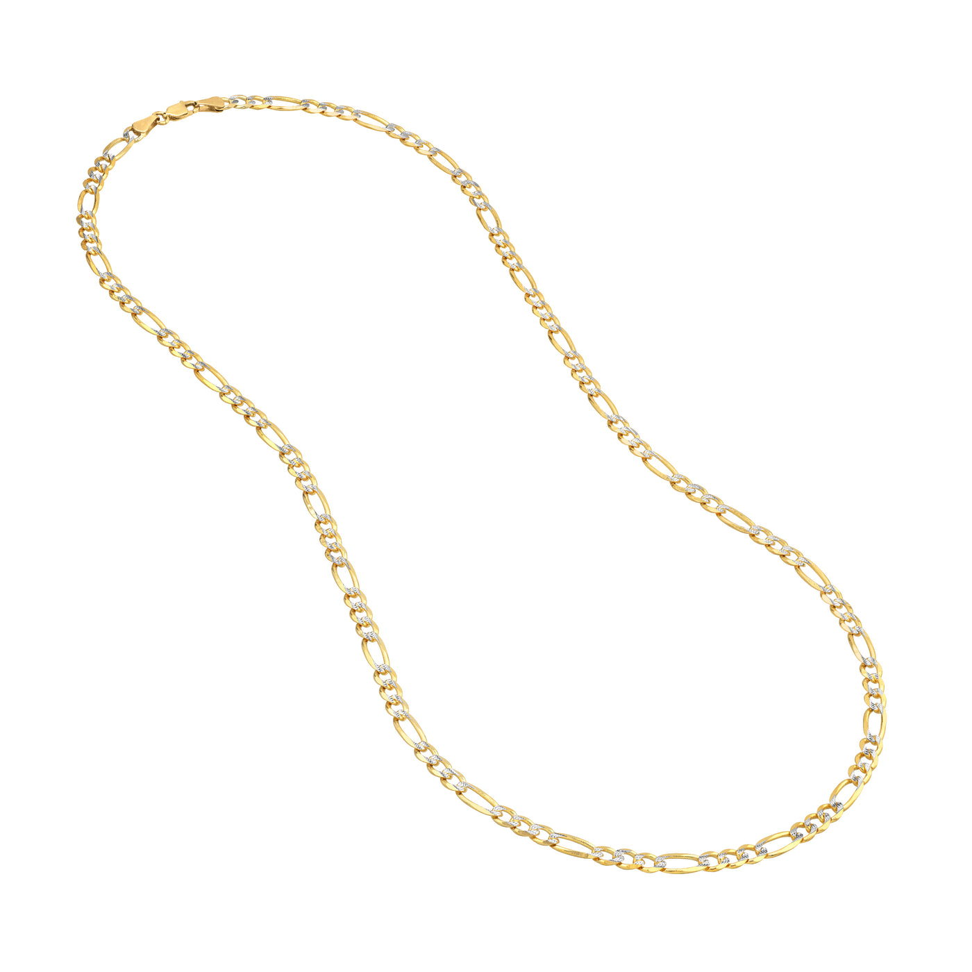 4.75mm Two-Tone Pavé Figaro Chain with Lobster Lock