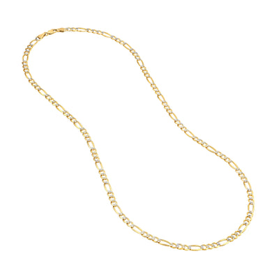 4.75mm Two-Tone Pavé Figaro Chain with Lobster Lock
