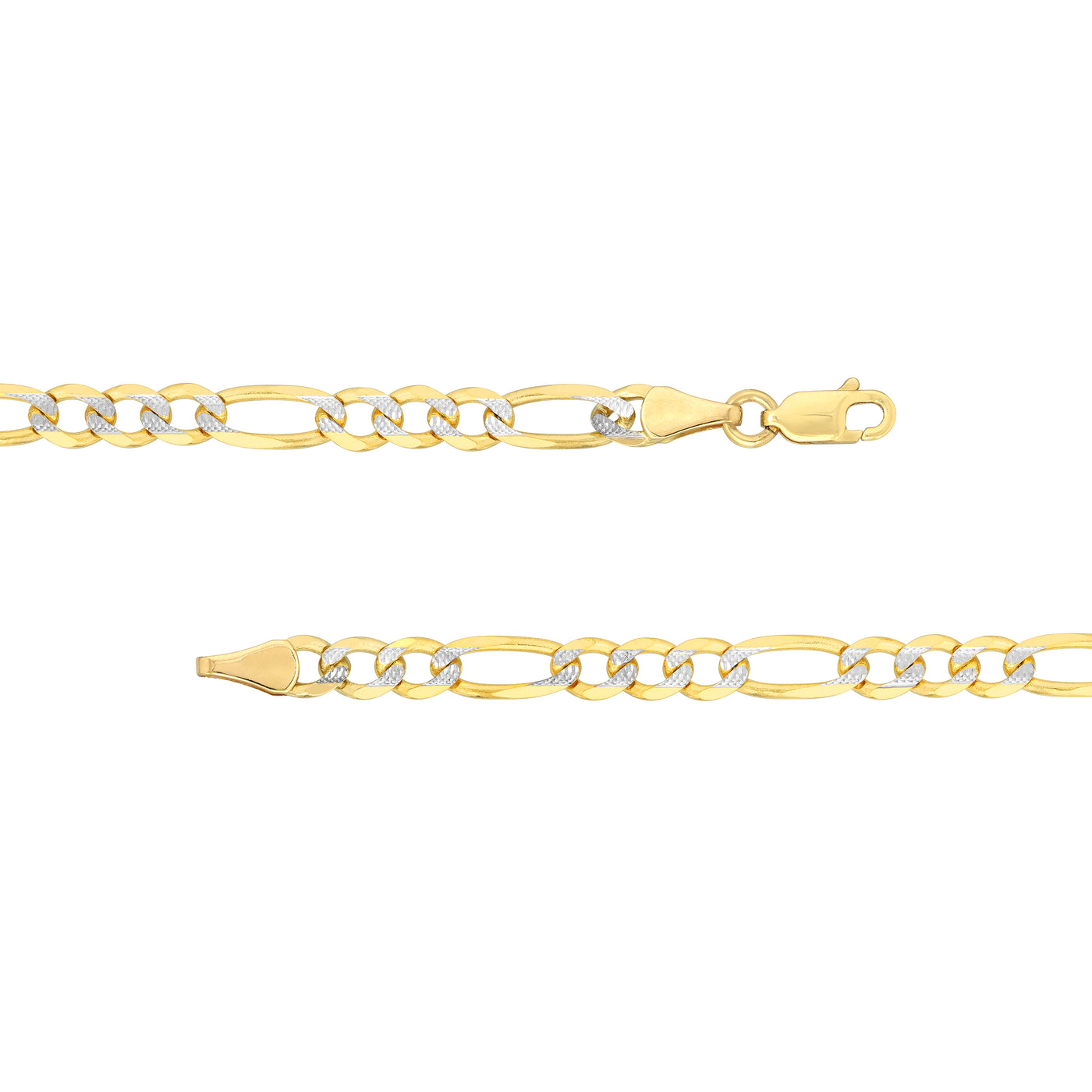 4.75mm Two-Tone Pavé Figaro Chain with Lobster Lock