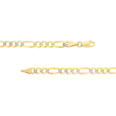 4.75mm Two-Tone Pavé Figaro Chain with Lobster Lock