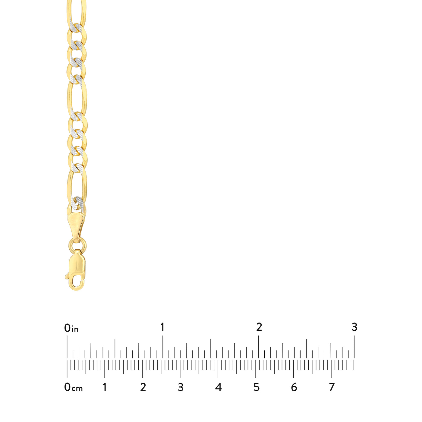 4.75mm Two-Tone Pavé Figaro Chain with Lobster Lock