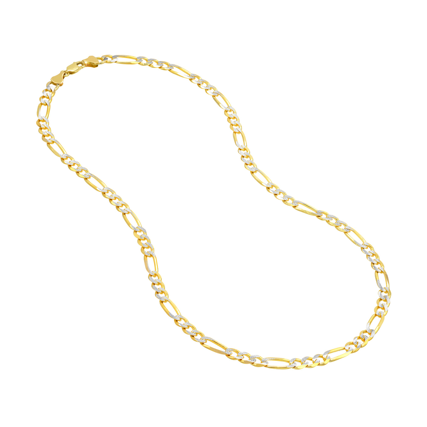 5.8mm Two-Tone Pavé Figaro Chain with Lobster Lock