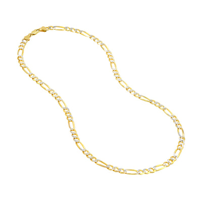 5.8mm Two-Tone Pavé Figaro Chain with Lobster Lock