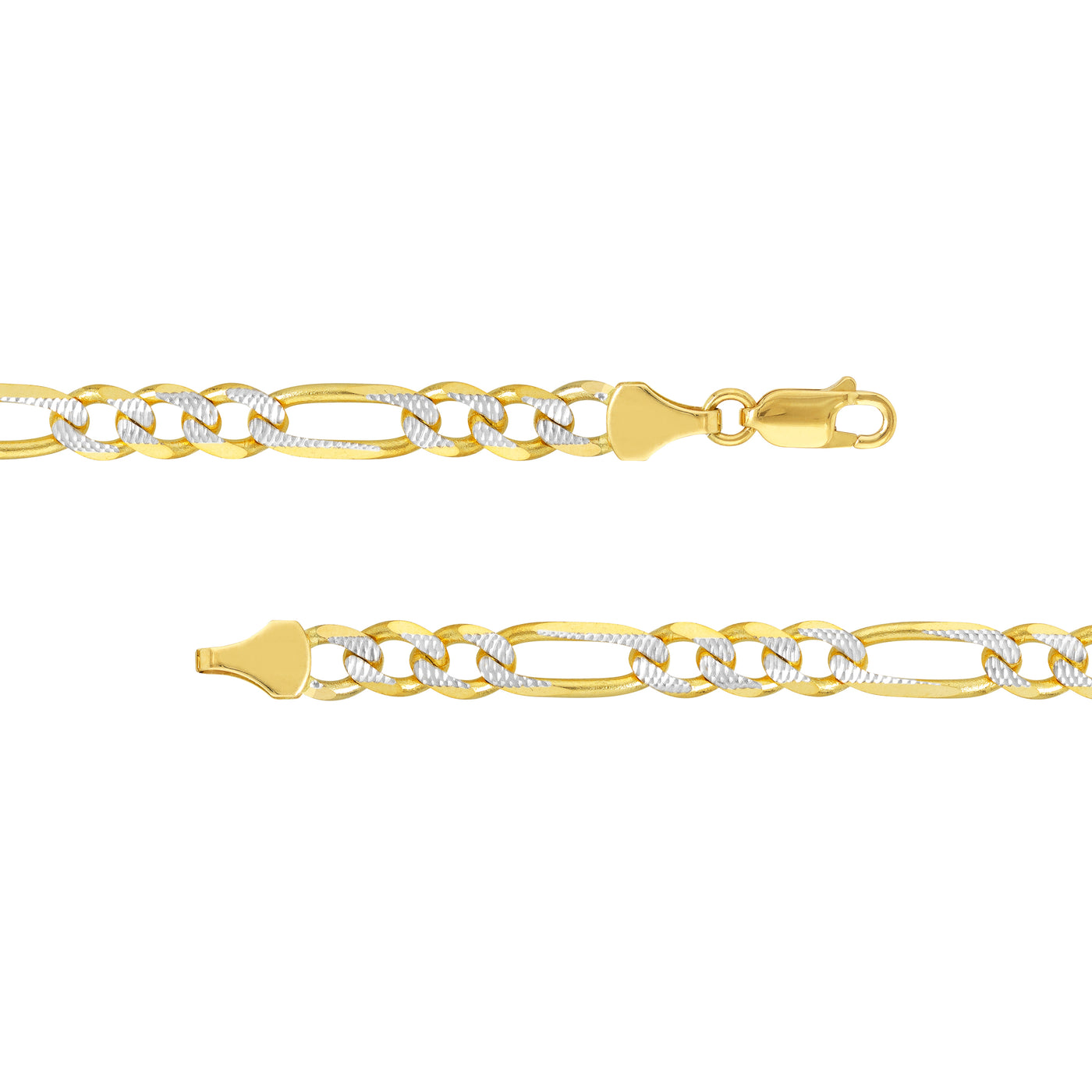 5.8mm Two-Tone Pavé Figaro Chain with Lobster Lock