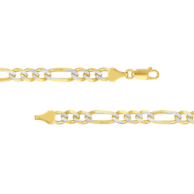5.8mm Two-Tone Pavé Figaro Chain with Lobster Lock