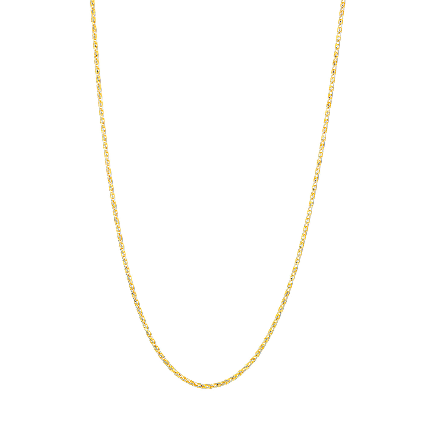 1.05mm Two-Tone Pave Wheat Chain with Lobster Lock