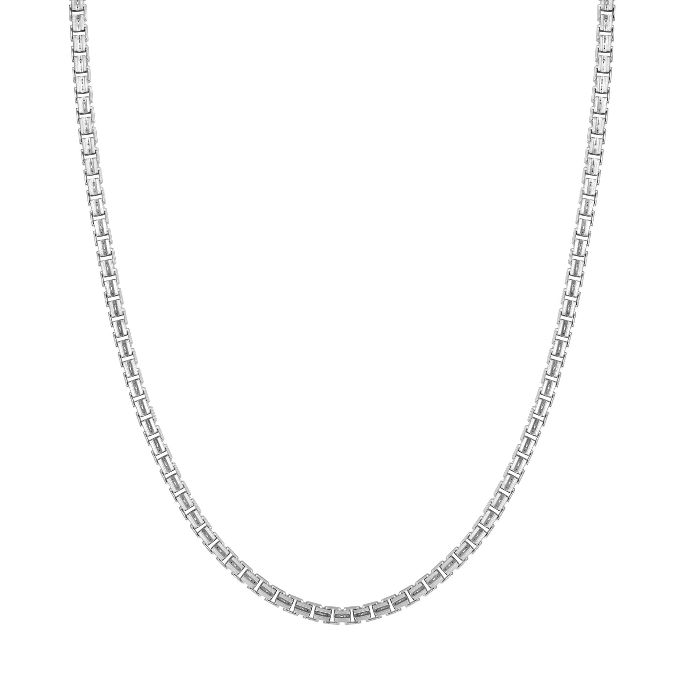 Sterling Silver 3.40mm Concave Box Chain with Lobster Lock