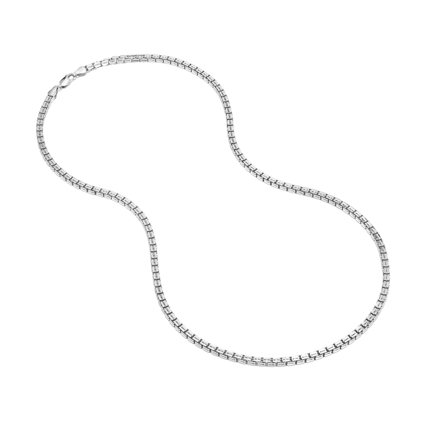 Sterling Silver 3.40mm Concave Box Chain with Lobster Lock