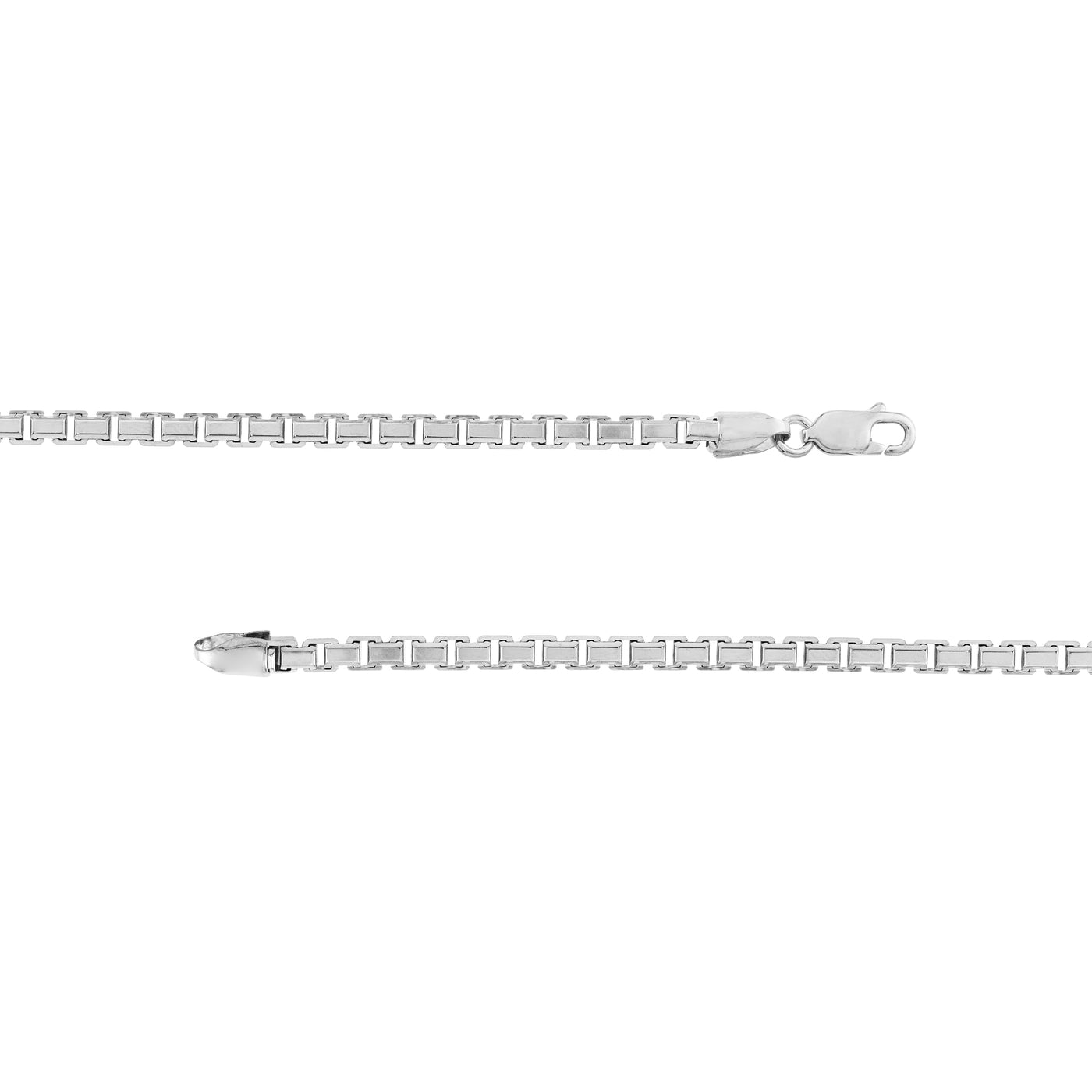 Sterling Silver 3.40mm Fancy Box Chain with Lobster Lock
