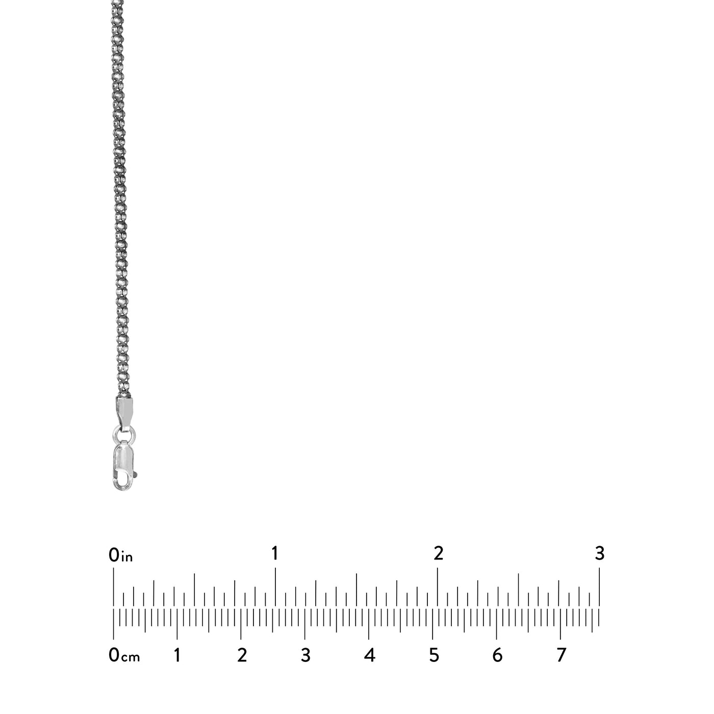Sterling Silver 2.3mm Oxidized Popcorn Chain with Lobster Lo