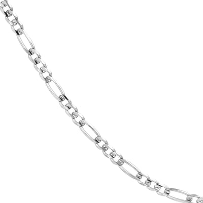 Sterling Silver 3.9mm Concave Figaro Chain with Lobster Lock