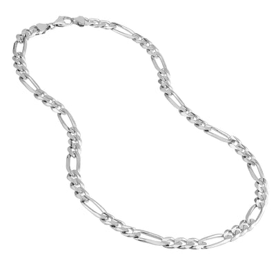 Sterling Silver 8.4mm Concave Figaro Chain with Lobster Lock