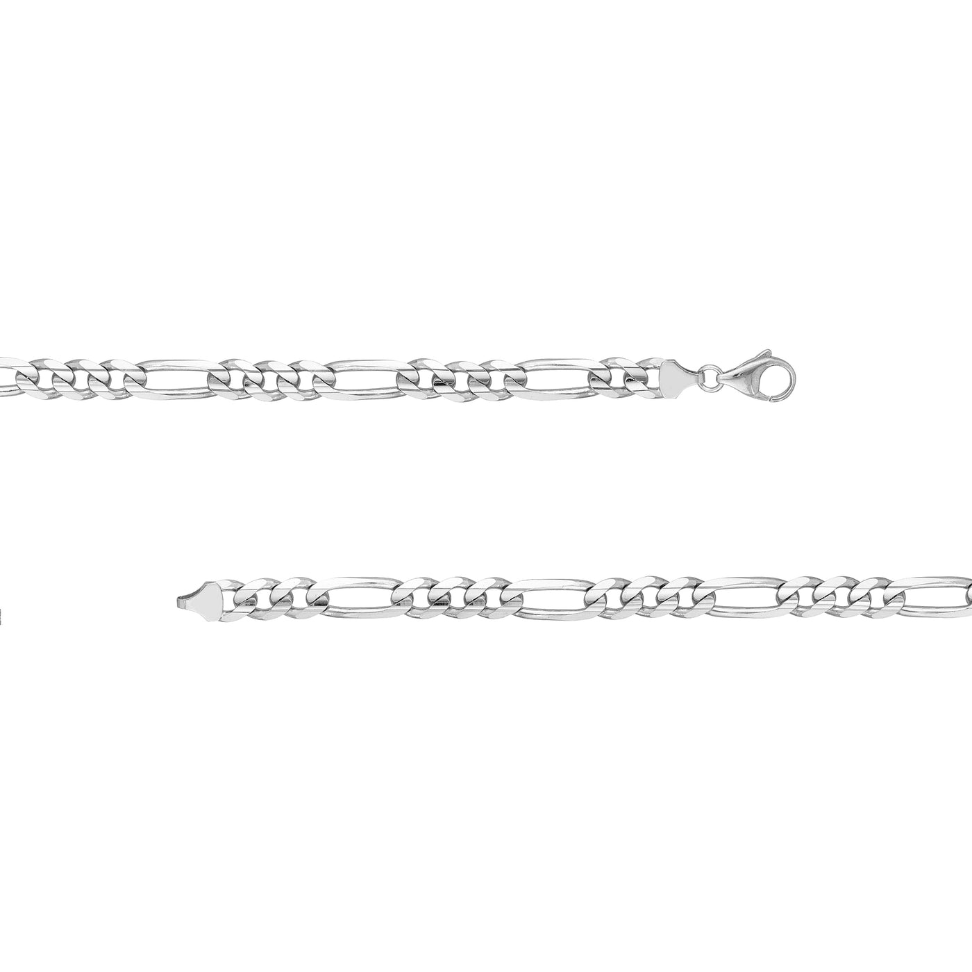 Sterling Silver 8.4mm Concave Figaro Chain with Lobster Lock