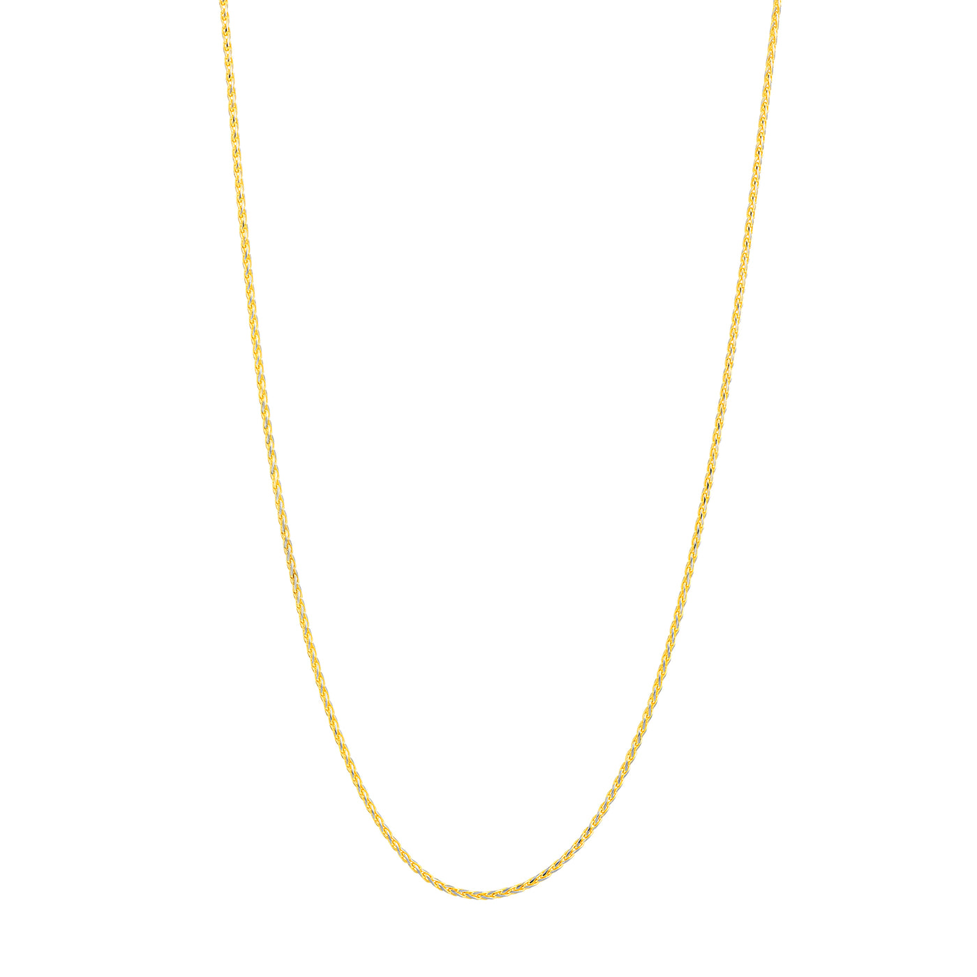 0.85mm Two-Tone Pavé Wheat Chain with Lobster Lock
