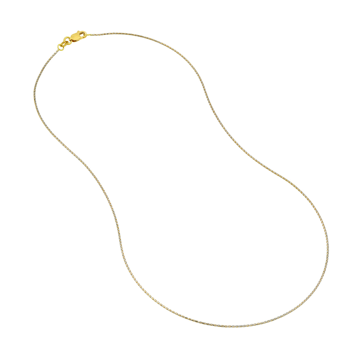 0.85mm Two-Tone Pavé Wheat Chain with Lobster Lock