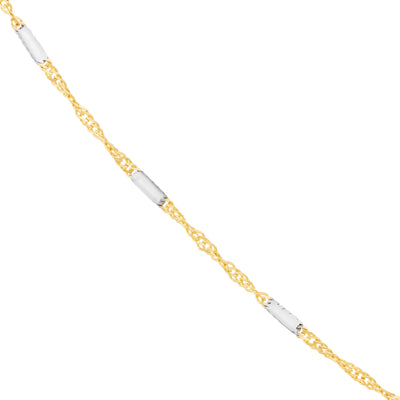 Two-tone Singapore Flat Saturn Chain