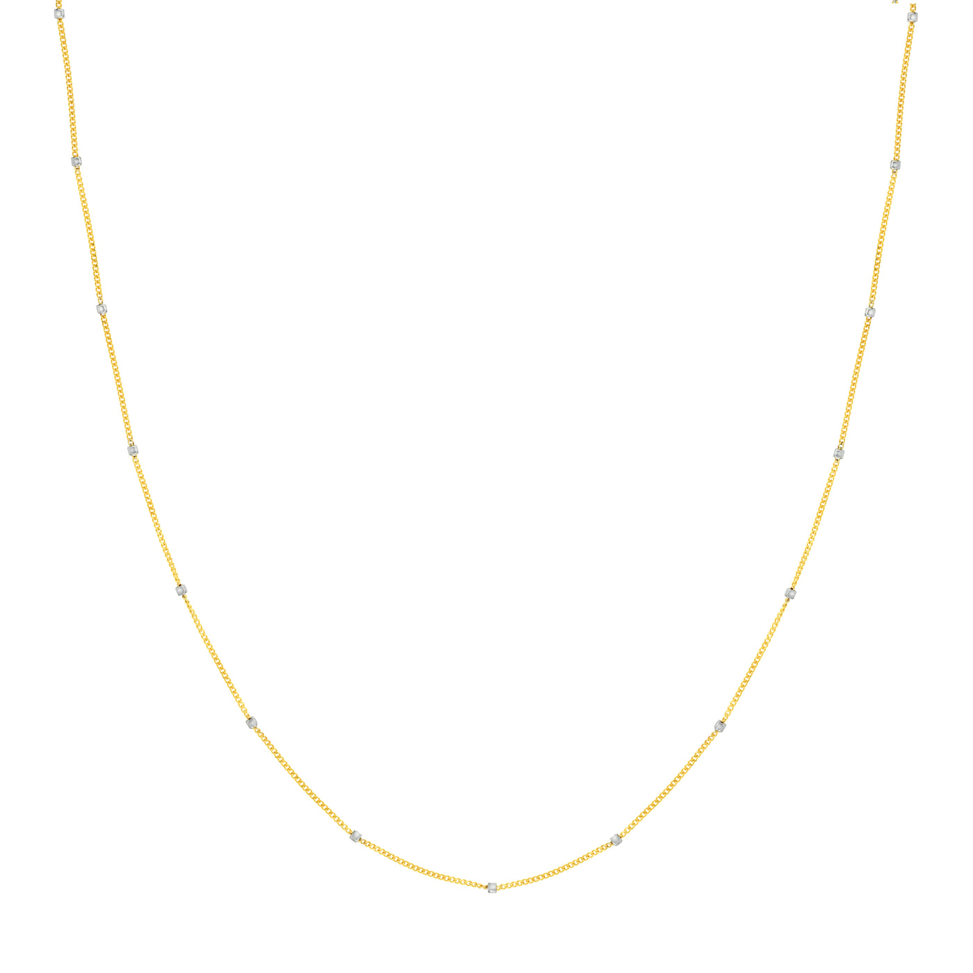 Two-Tone Cube Saturn Chain with Lobster Lock