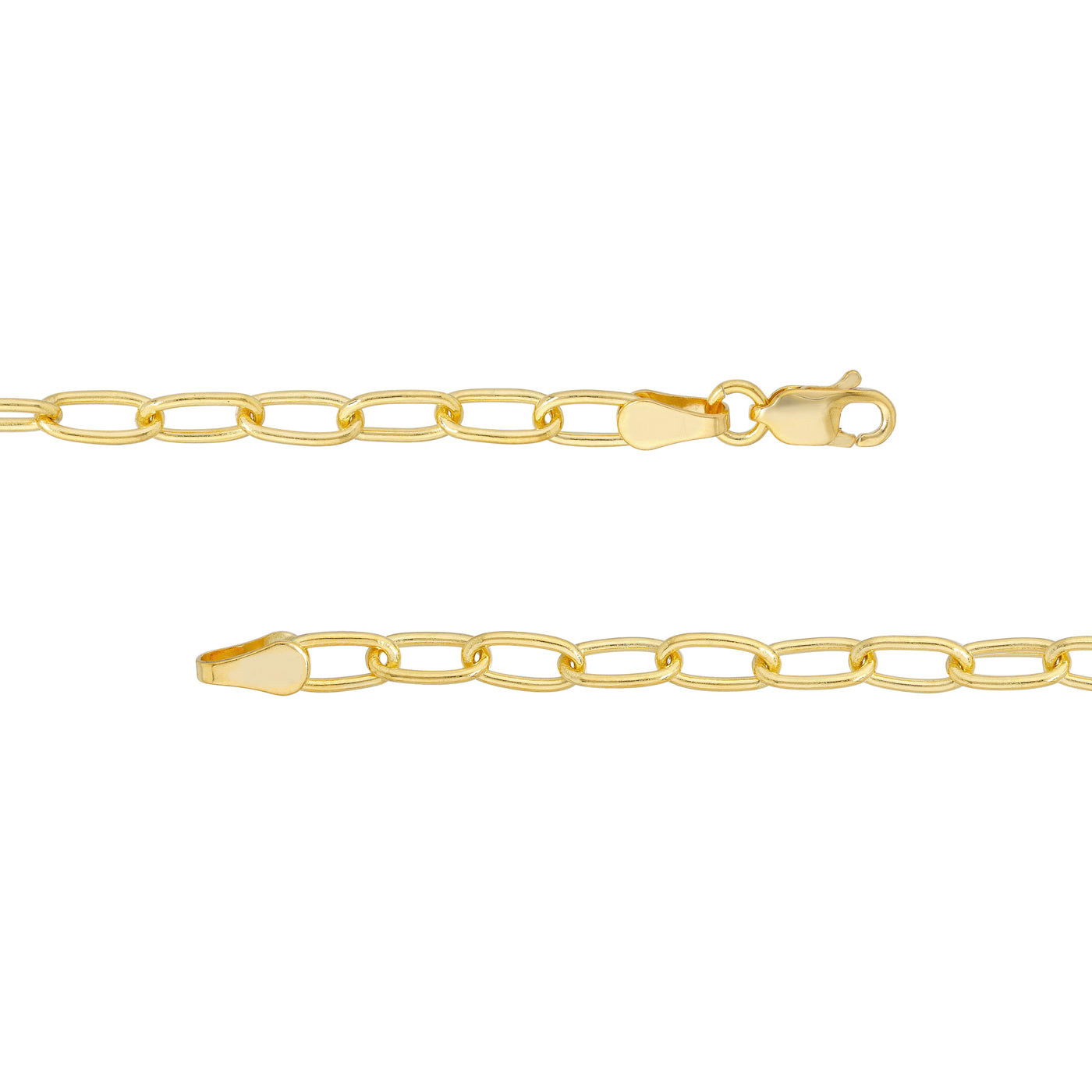 3.45mm Paper Clip Chain with Lobster Lock