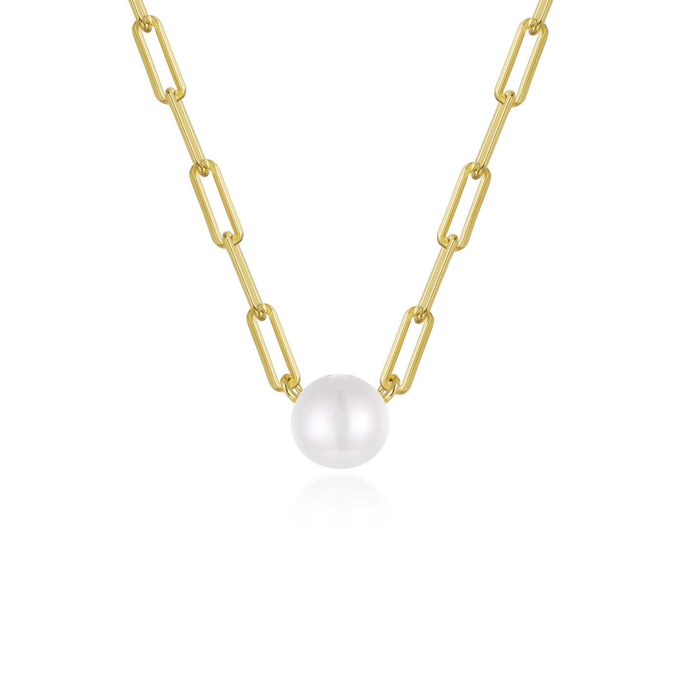 Paperclip Necklace with Cultured Freshwater Pearl