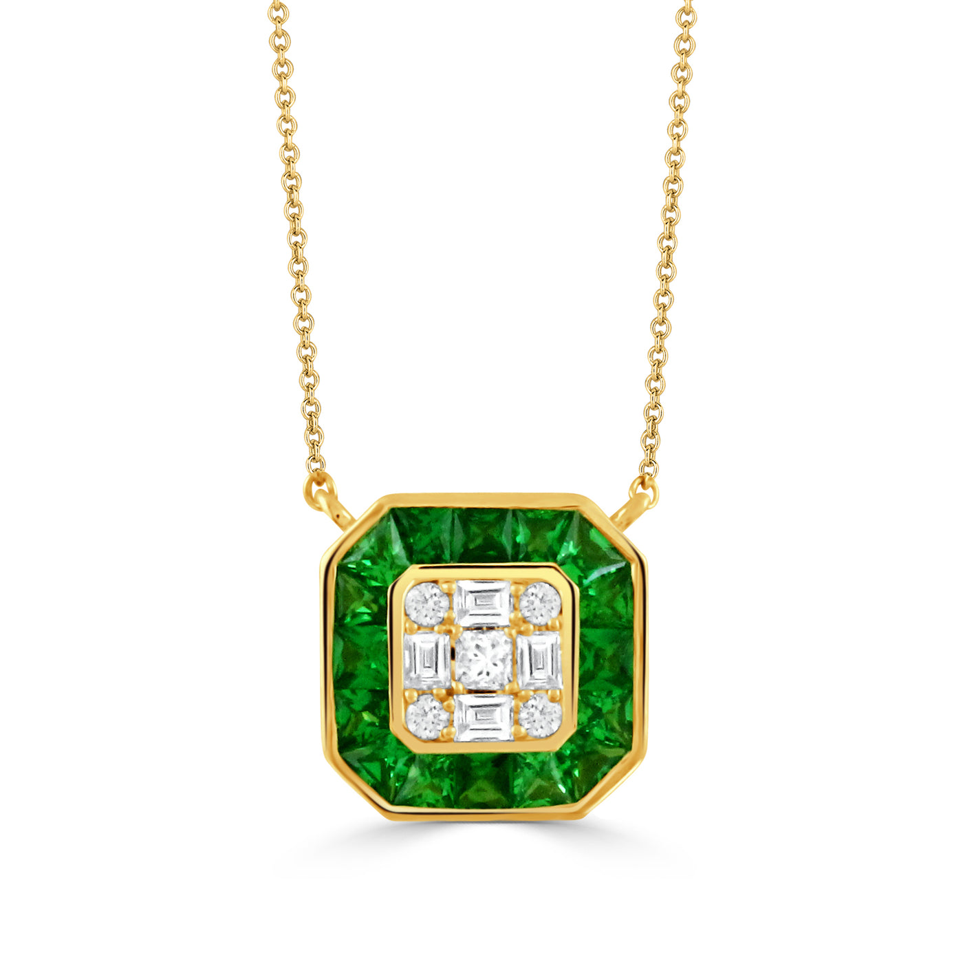 N12210TS-18K YELLOW GOLD DIAMOND NECKLACE WITH TSAVORITE