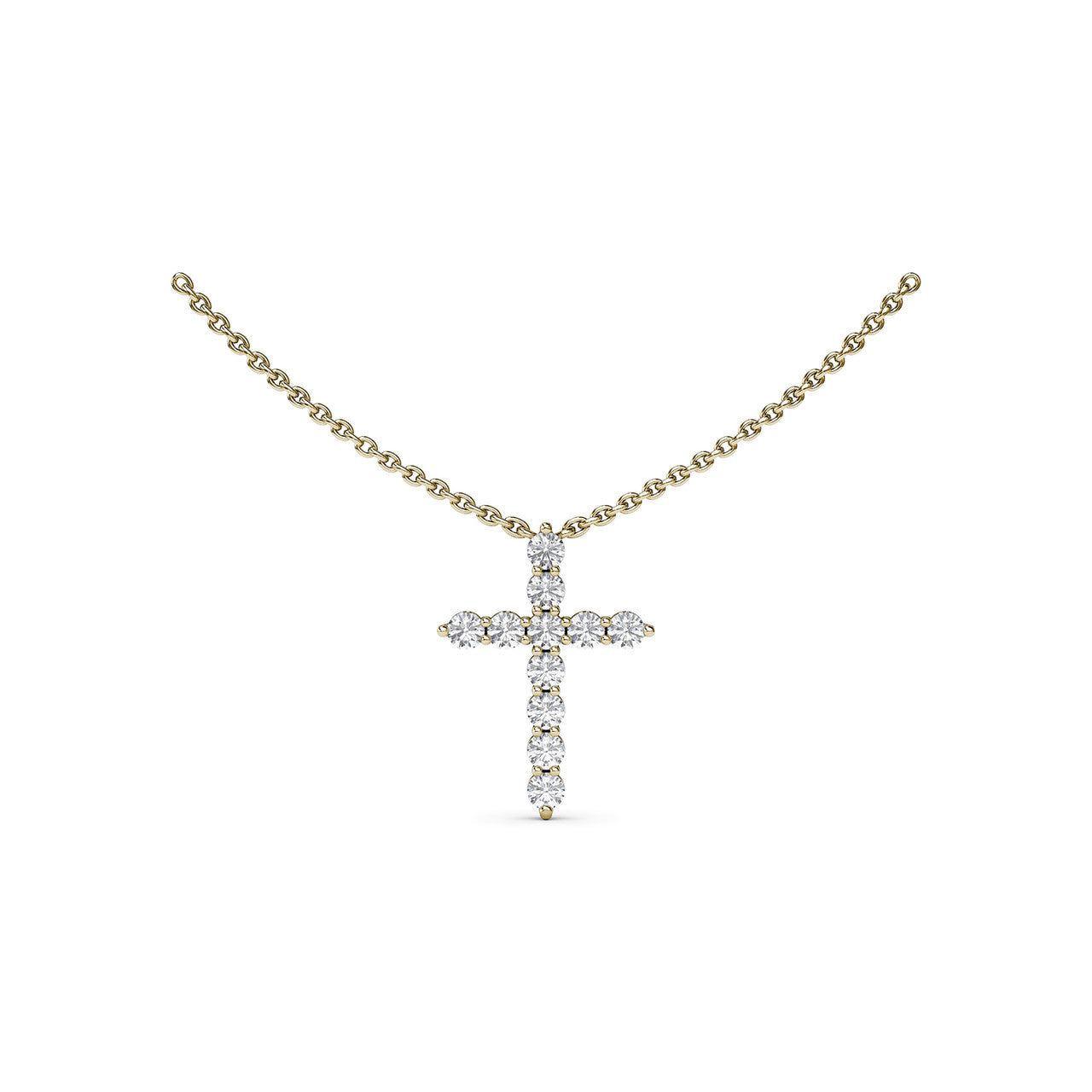 Diamond Prong Cross Necklace