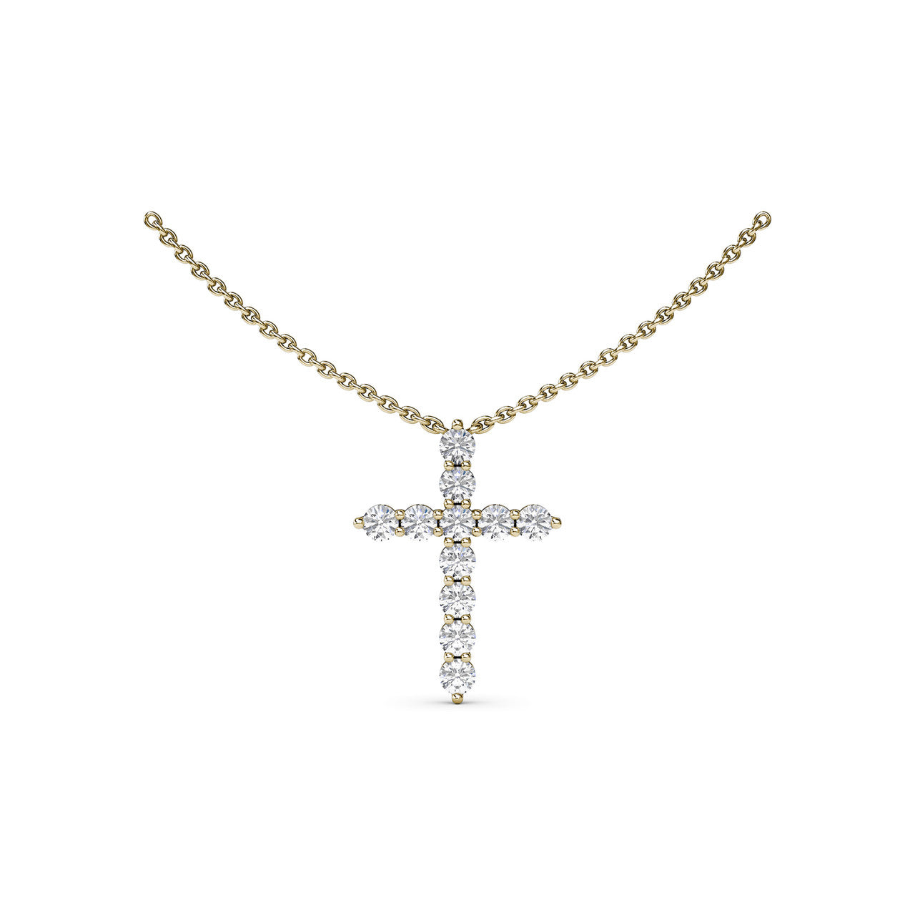 Diamond Prong Cross Necklace