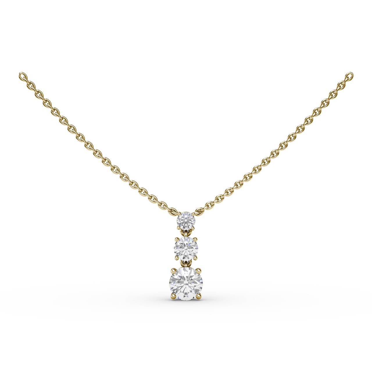 Empire Three Stone Drop Necklace
