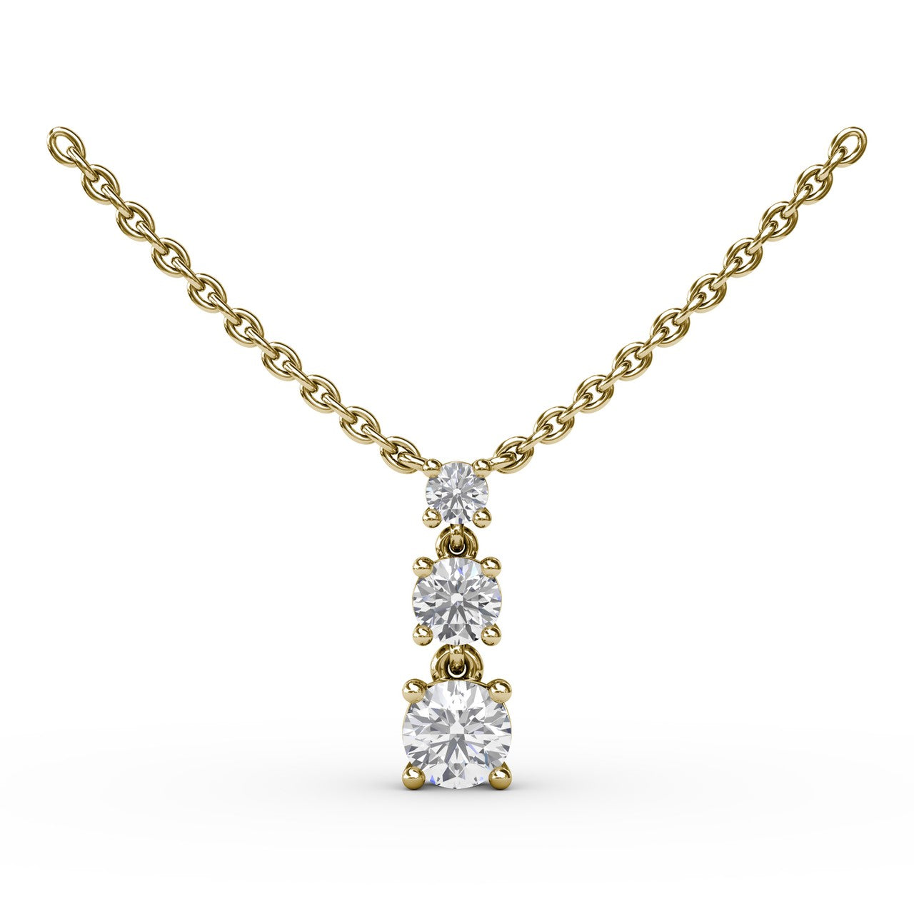 Empire Three Stone Drop Necklace