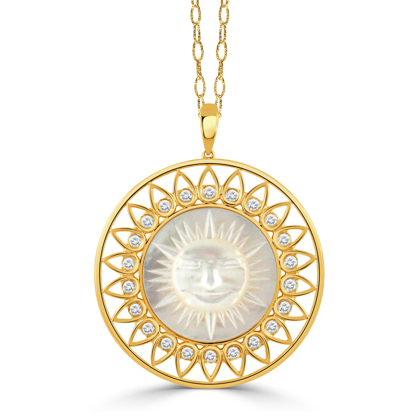P11005WMP-18K YELLOW GOLD DIAMOND PENDANT WITH WHITE MOTHER OF PEARL