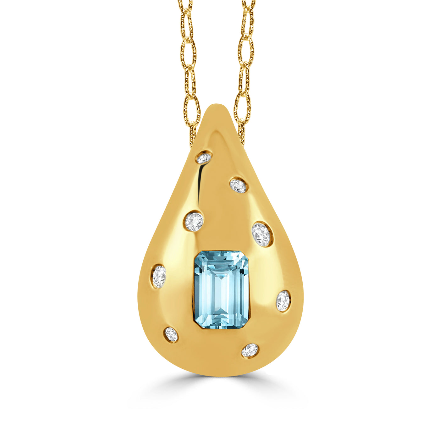 P12095BT-Y-18K YELLOW GOLD DIAMOND PENDANT WITH SKY BLUE TOPAZ