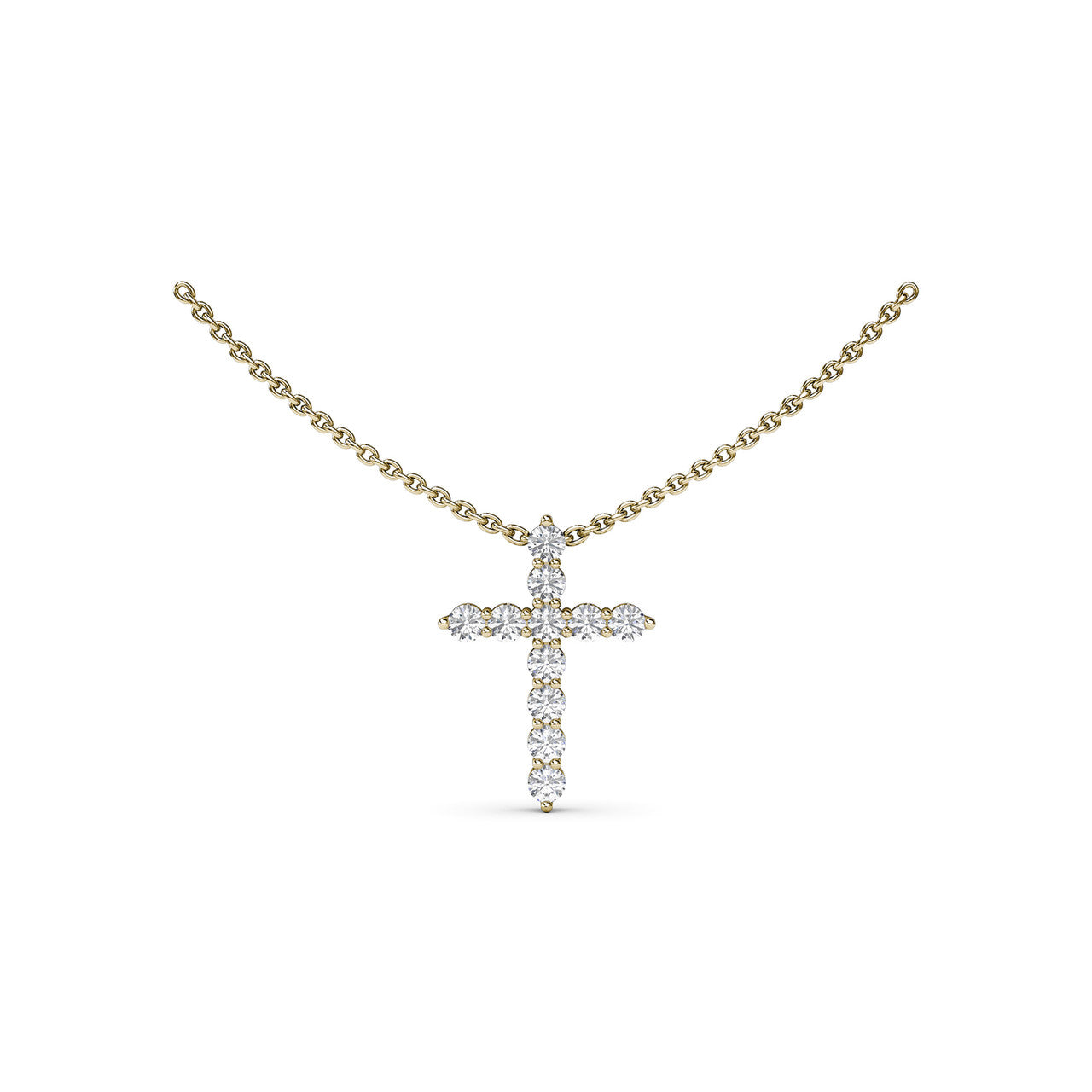 Diamond Prong Cross Necklace