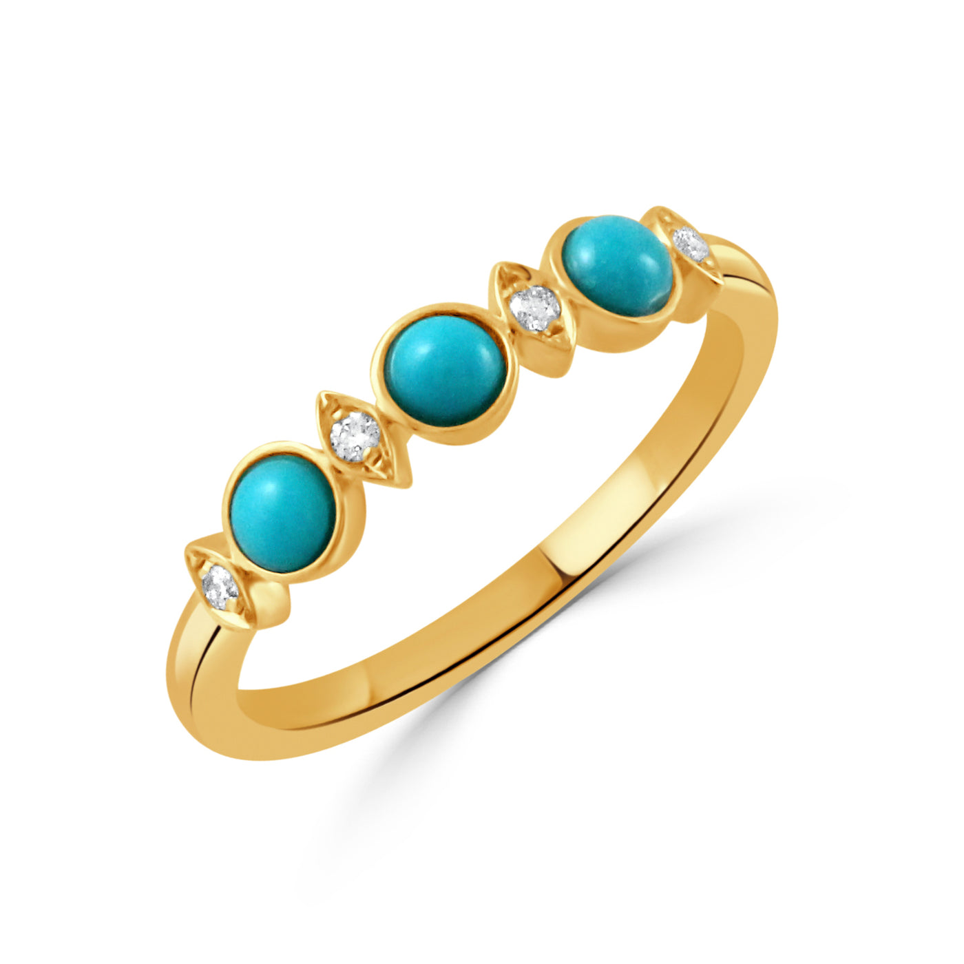 R11132TQ-Y-18K YELLOW GOLD DIAMOND RING WITH TURQUOISE