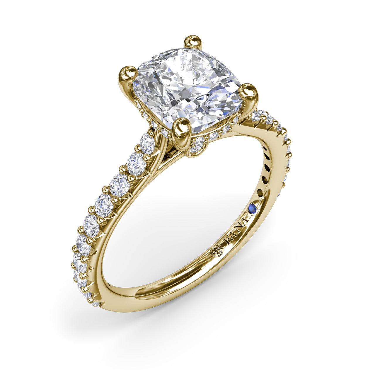 Classic Cushion Solitaire Engagement Ring With Hidden PavÃ© Halo