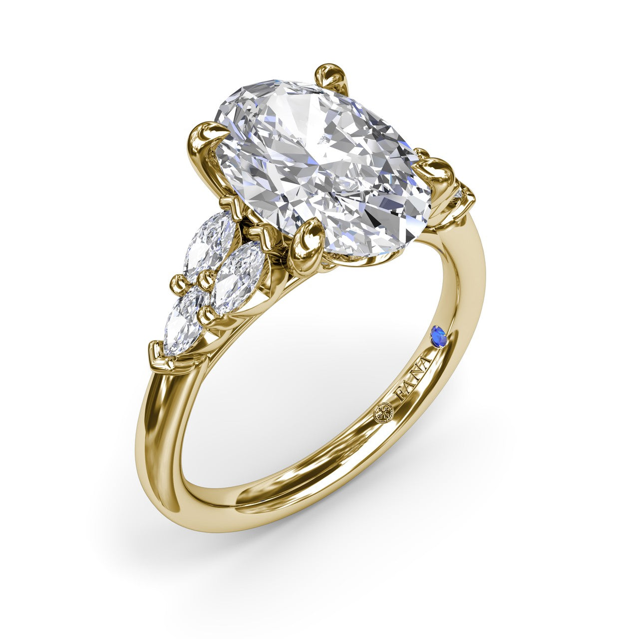 Oval Diamond Engagement Ring with Marquise Side Stones
