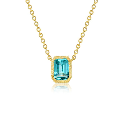 Fancy Lab-Grown Sapphire Solitaire Necklace
