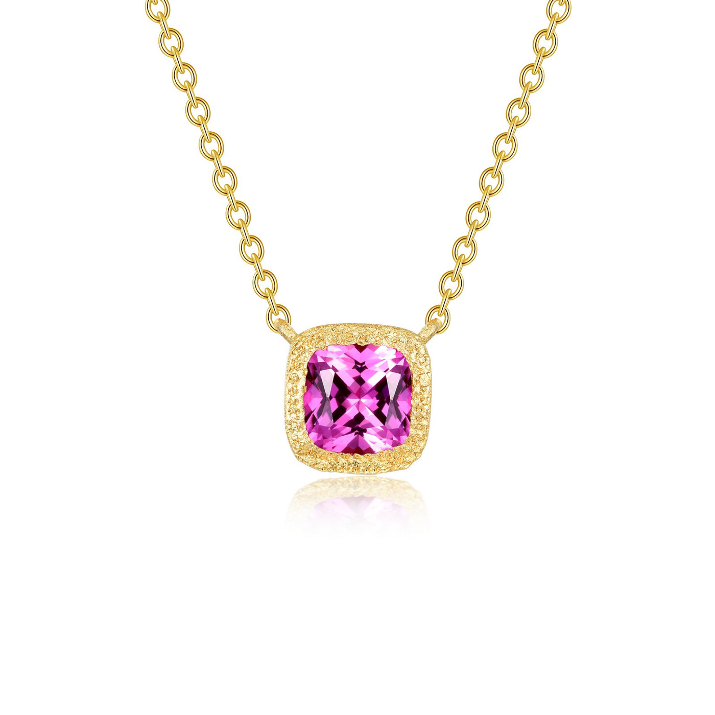 Fancy Lab-Grown Sapphire Solitaire Necklace