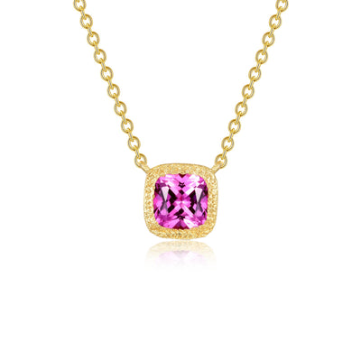 Fancy Lab-Grown Sapphire Solitaire Necklace