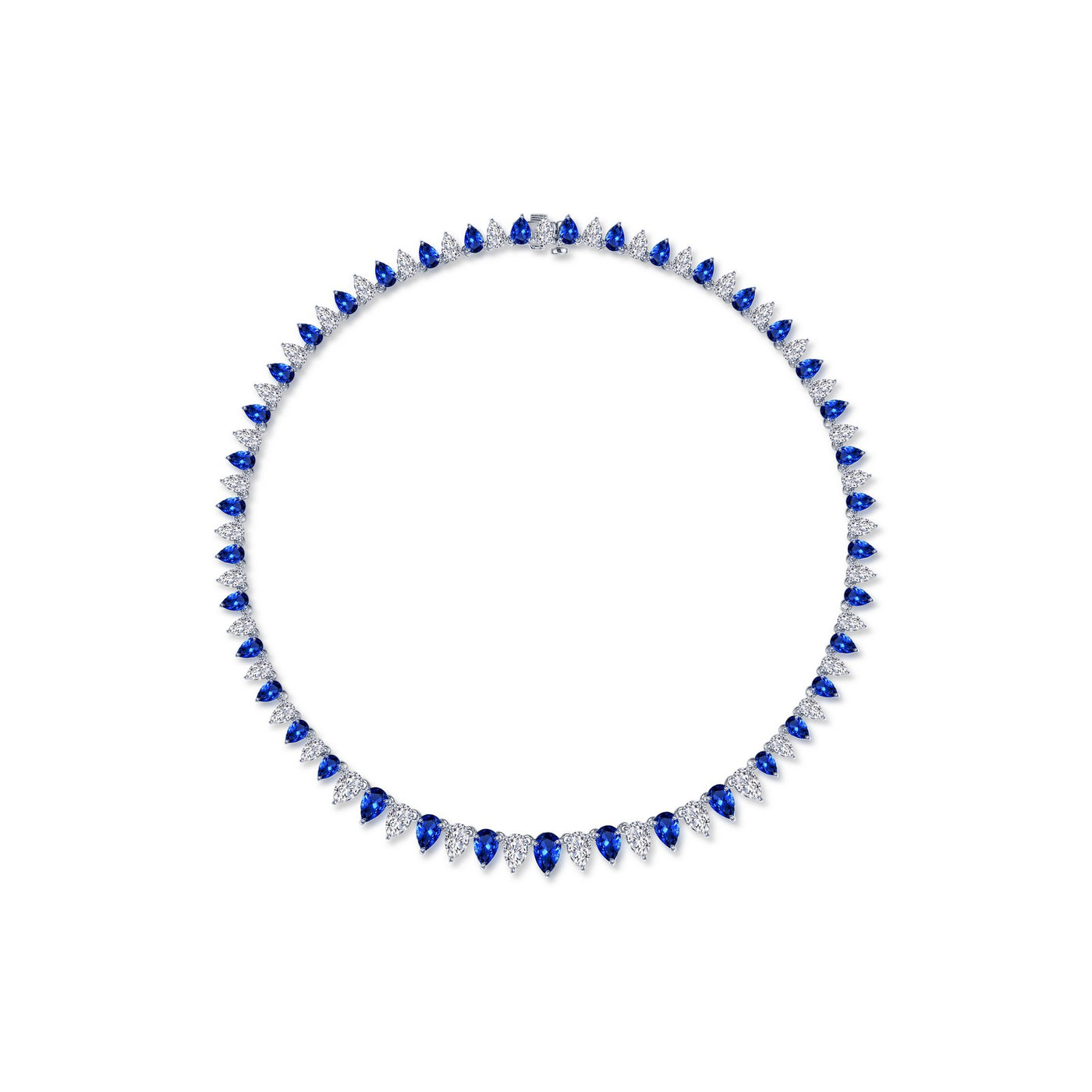 38 CTW Fancy Lab-Grown Sapphire Tennis Choker Necklace
