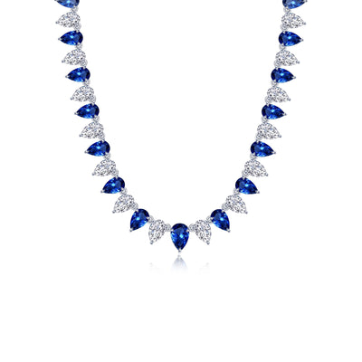 38 CTW Fancy Lab-Grown Sapphire Tennis Choker Necklace