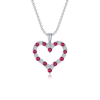 Fancy Lab-Grown Ruby Heart Pendant Necklace