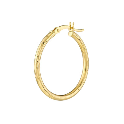 2mm x 25mm Diamond-Cut Hoop Earrings