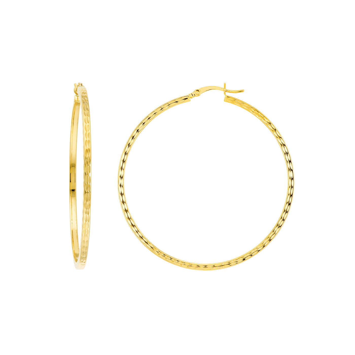2 X 50mm Square Full DC Hoop Earrings