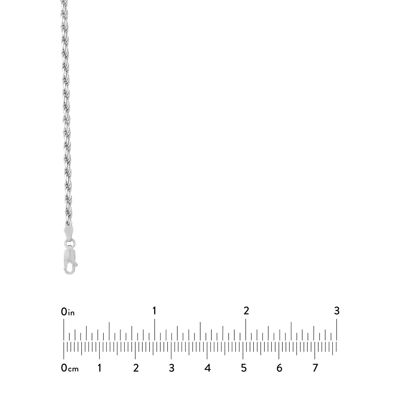 Sterling Silver 2.7mm D/C Rope Chain with Lobster Lock