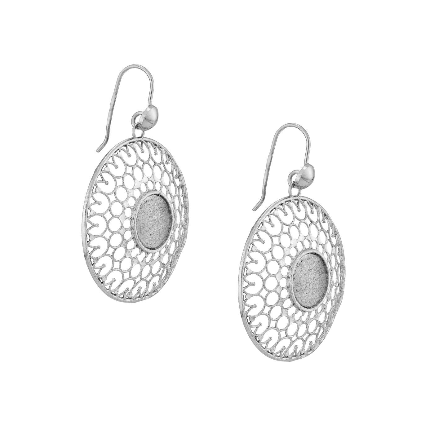 Sterling Silver Circle Pattern Drop Earrings