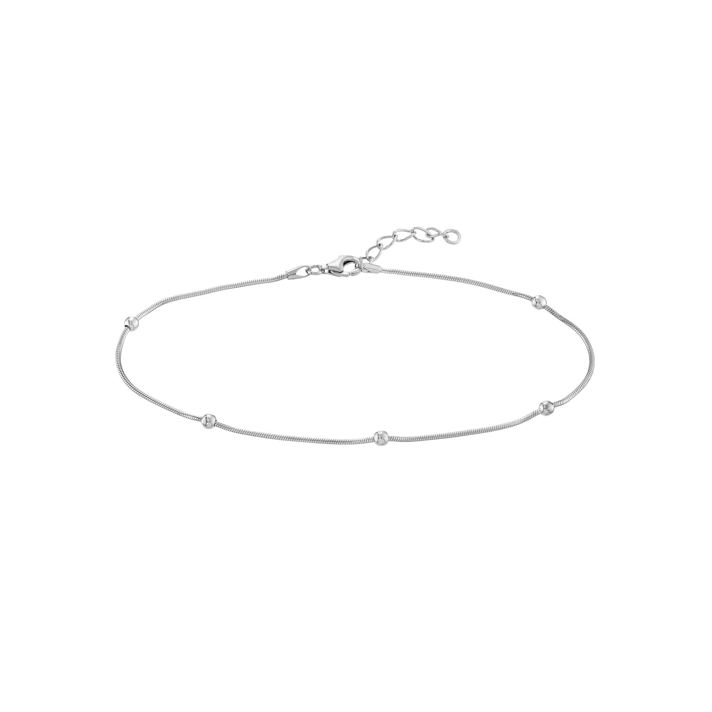 Sterling Silver Beads on Snake Chain Anklet