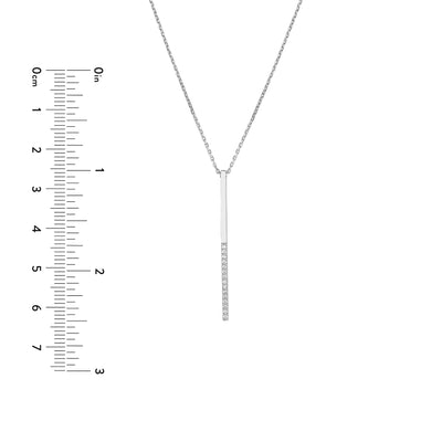 Sterling Silver Half-CZ Vertical Bar Adjustable Necklace