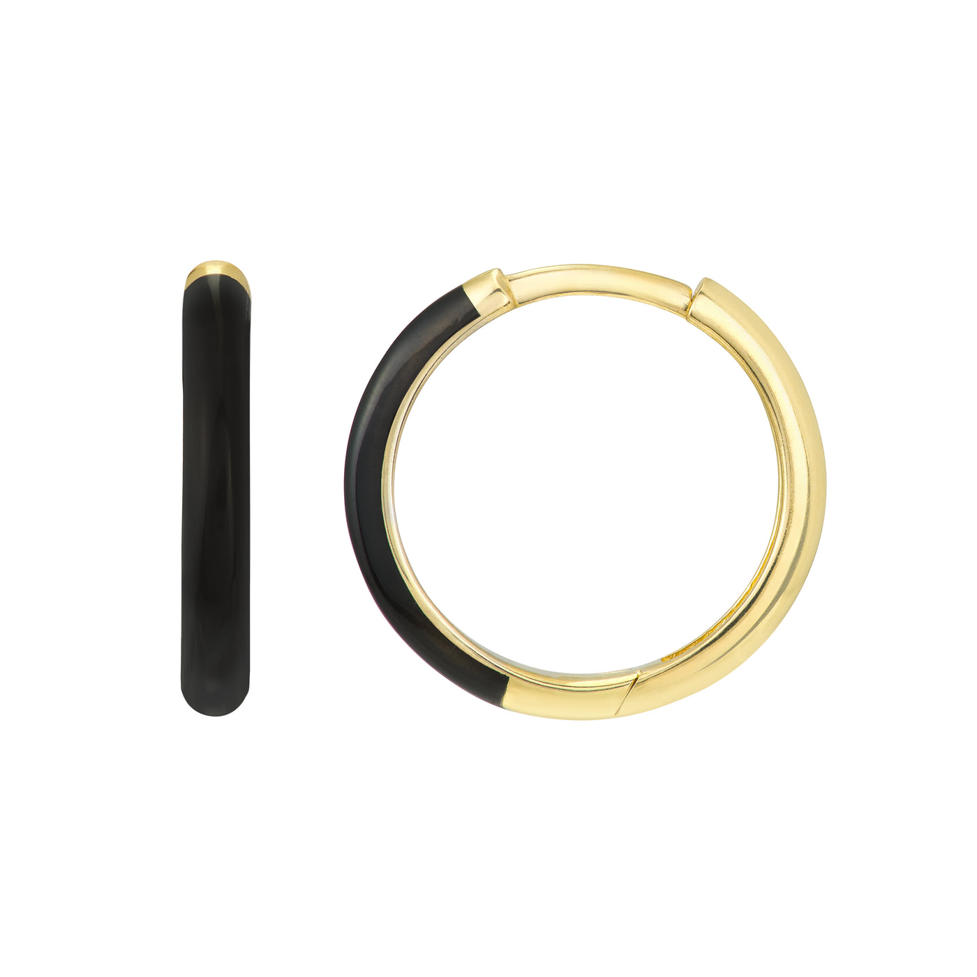 Black Enamel 1/2 Polished Hoops