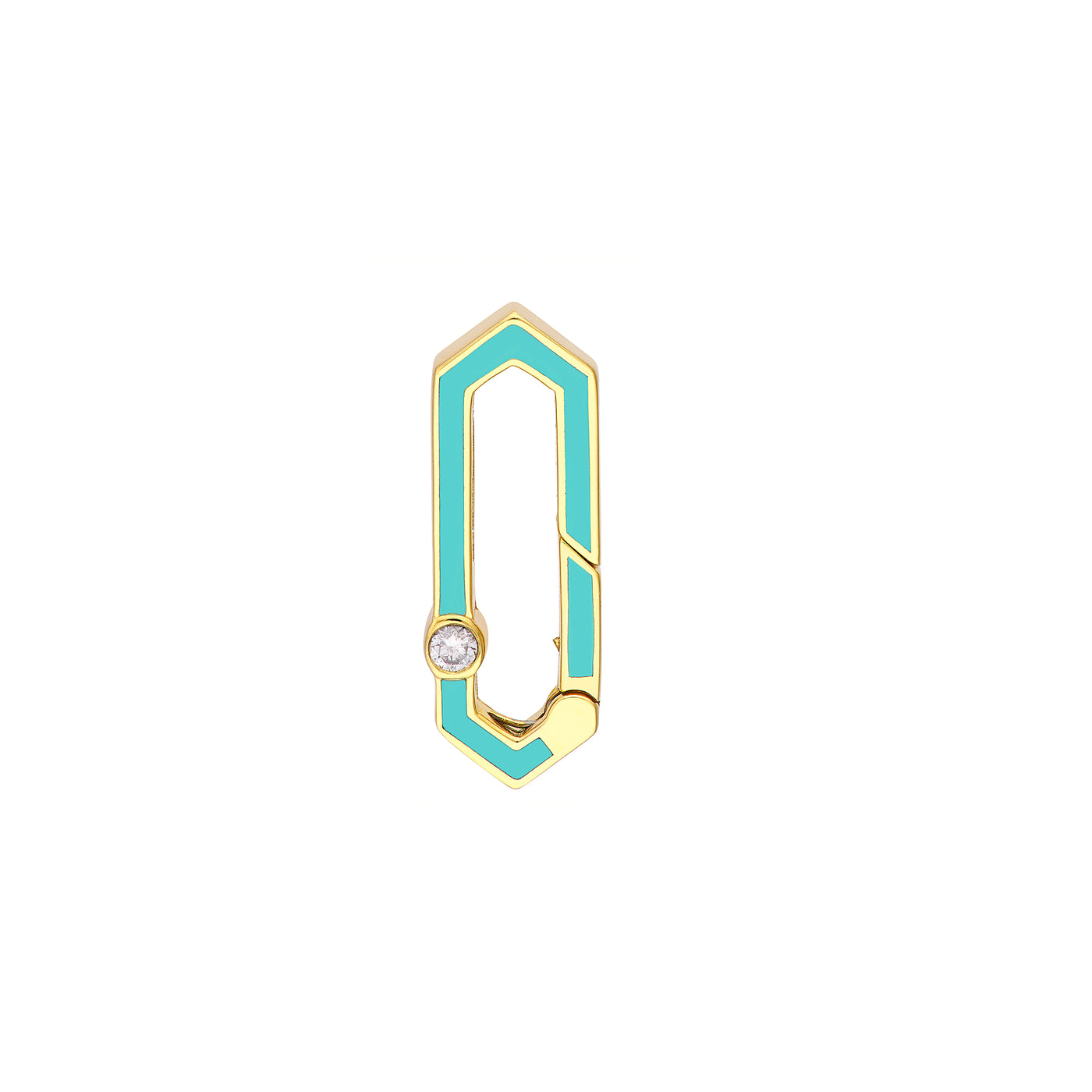Diamond Bezel Turq Enamel Hexagon Push Lock