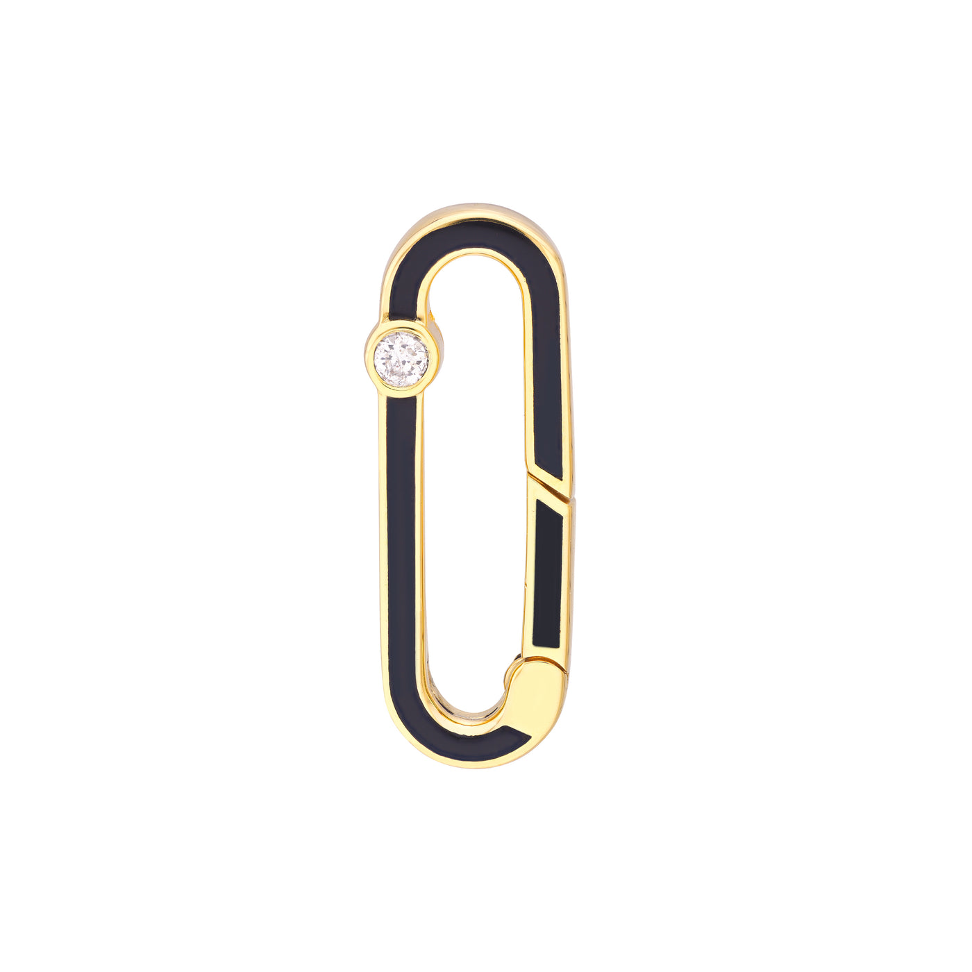 1/20tcw Diamond Black Enamel Oblong Push Lock