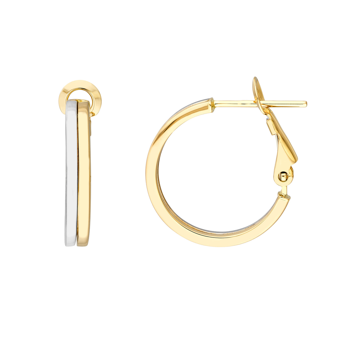 18mm Two-Tone Omega Back Earrings